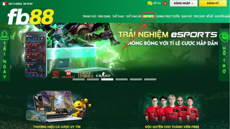 Người chơi chọn Esport trên FB88 để tham gia cá cược