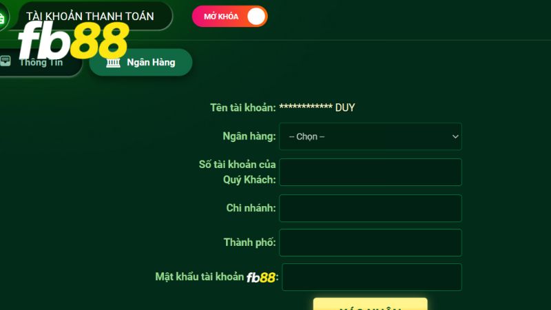 Cung cấp thông tin thụ hưởng vào ô trống